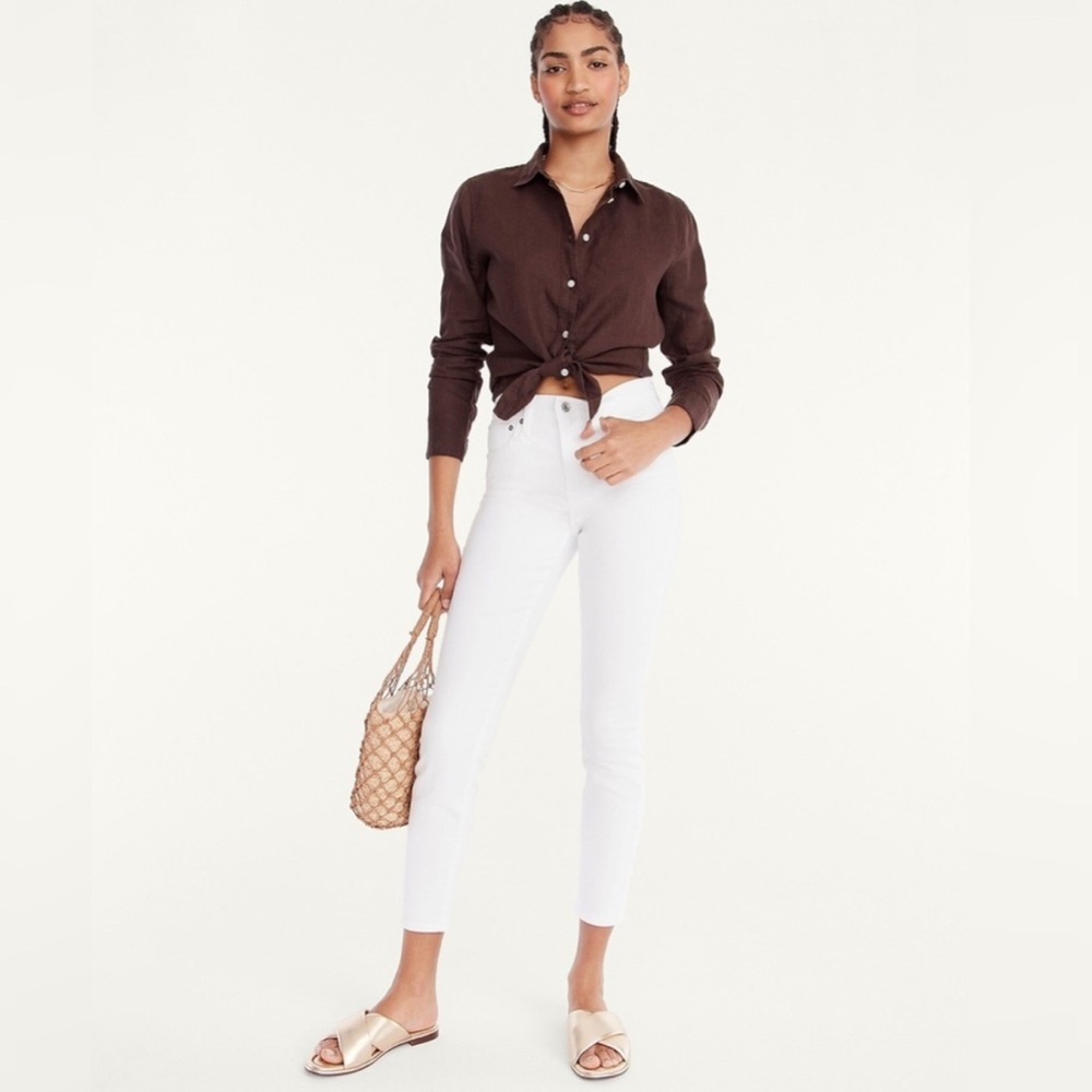 J. Crew High Rise White Ankle Toothpick Skinny Jeans Size 36